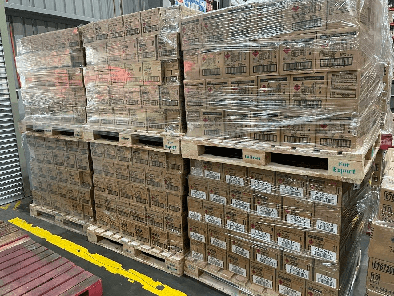 Pallets of inventory in Pollen recovery operations